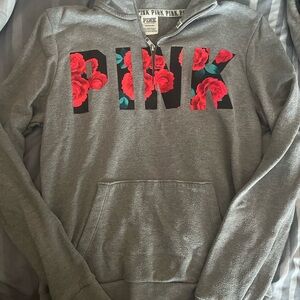Victoria's Secret Gray and Red Sweater with Floral Design
